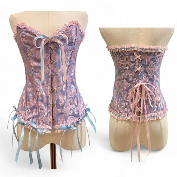 Tops - Fairycore XL Corset Ethereal Pastel Ruffle Coquette Rave